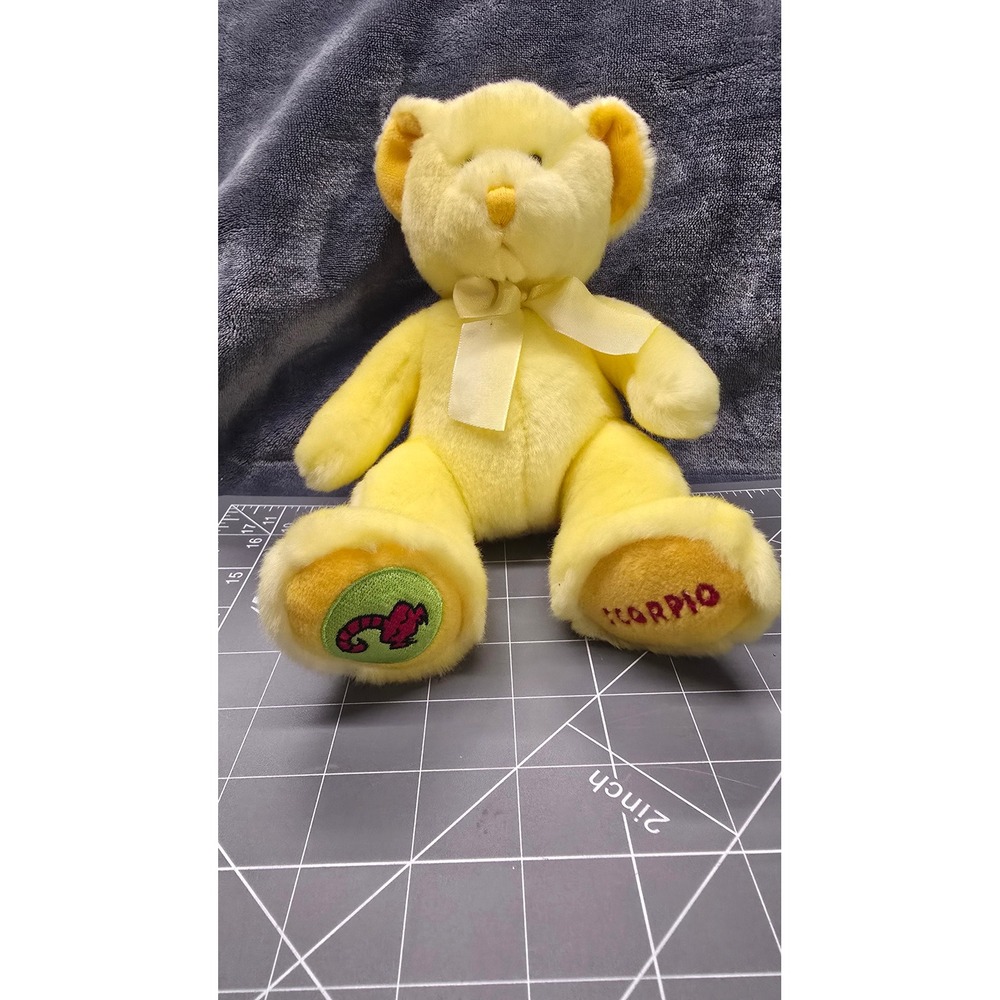Russ Berrie Scorpio Zodiac Bear Yellow Plush Stuffed Animal 8 inch 3722